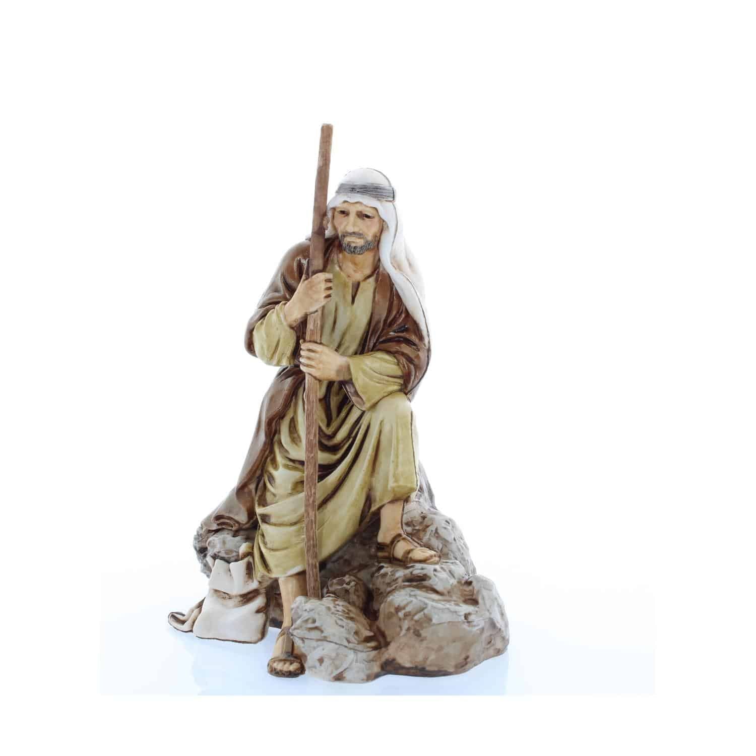 Pastore statuina Guardiano con bastone 13 cm di plastica Moranduzzo per presepe
