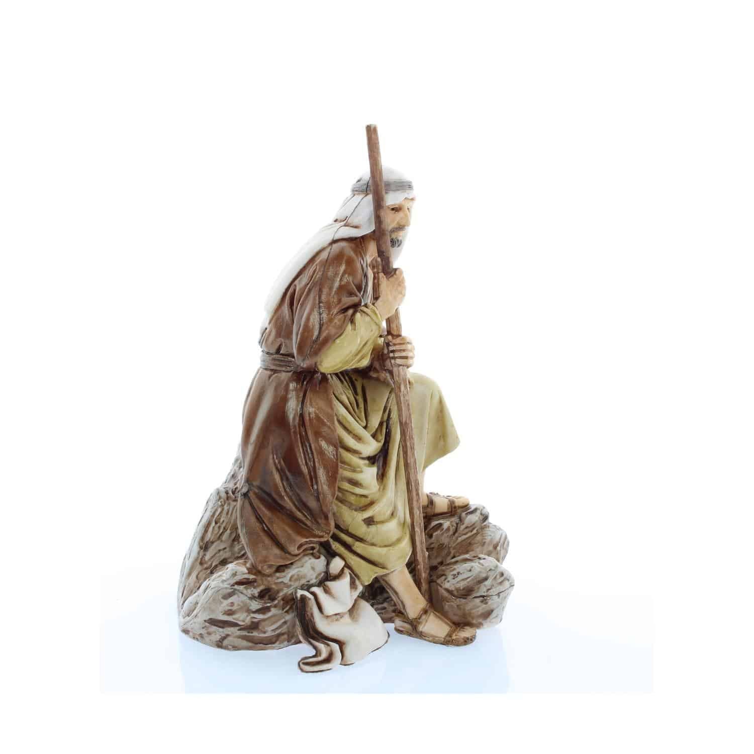 Pastore statuina Guardiano con bastone 13 cm di plastica Moranduzzo per presepe