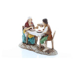 Pastori statuine Coppia che mangia al tavolo 10 cm di plastica Moranduzzo