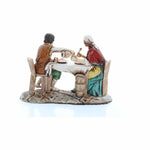 Pastori statuine Coppia che mangia al tavolo 10 cm di plastica Moranduzzo
