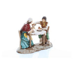 Pastori statuine Coppia che mangia al tavolo 10 cm di plastica Moranduzzo