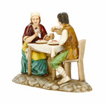 Pastori statuine Coppia che mangia al tavolo 10 cm di plastica Moranduzzo