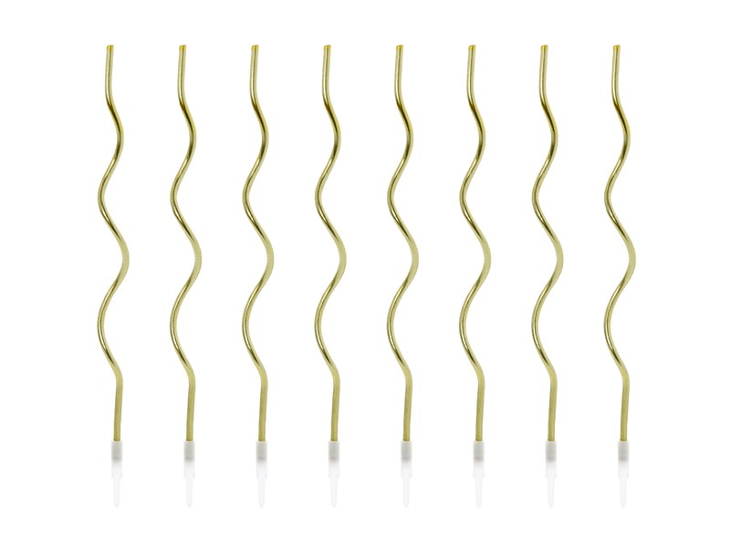 Candele di compleanno a ricciolo, oro, 14 cm