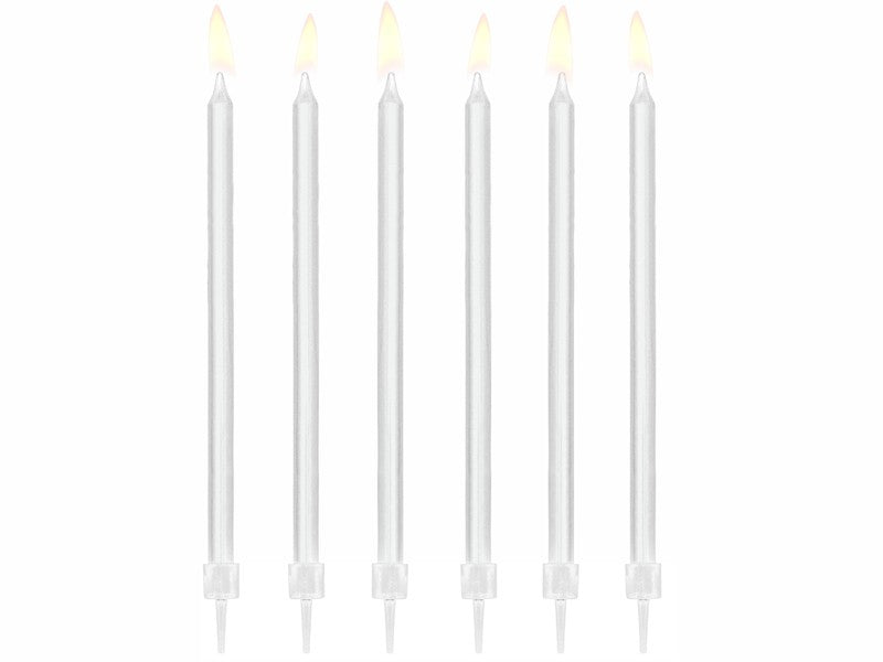 Candele di compleanno semplici, bianche, 14 cm