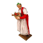 Statuina donna con cesto ortaggi – Vestiti in stoffa, testa mani e piedi in terracotta cm 30