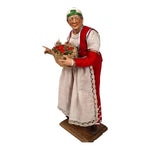 Statuina donna con cesto ortaggi – Vestiti in stoffa, testa mani e piedi in terracotta cm 30