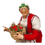 Statuina donna con cesto ortaggi – Vestiti in stoffa, testa mani e piedi in terracotta cm 30
