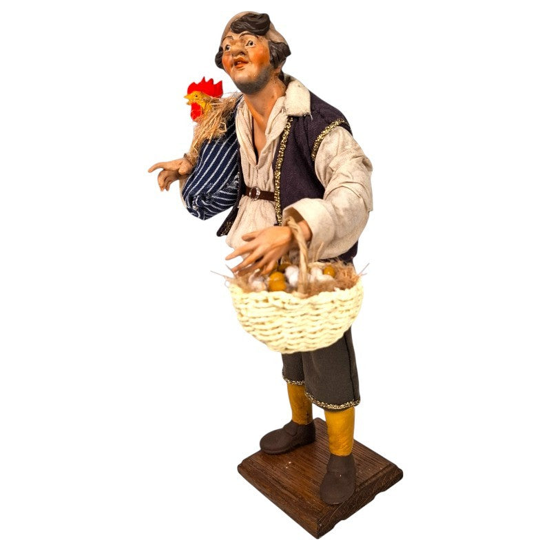 Venditore di uova e gallina 30 cm in terracotta – Presepe napoletano