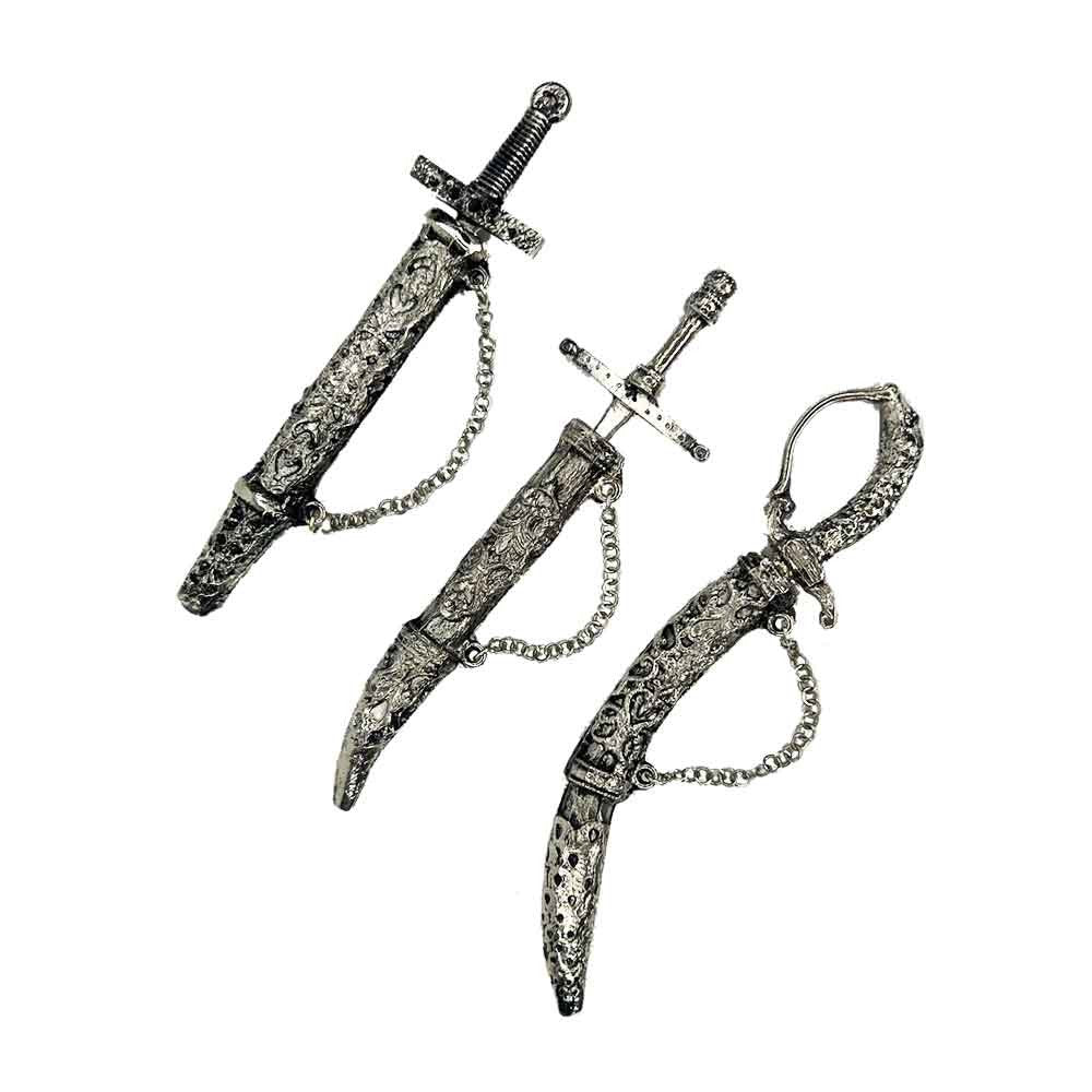 Tris di spade in metallo decorate per Re Magi