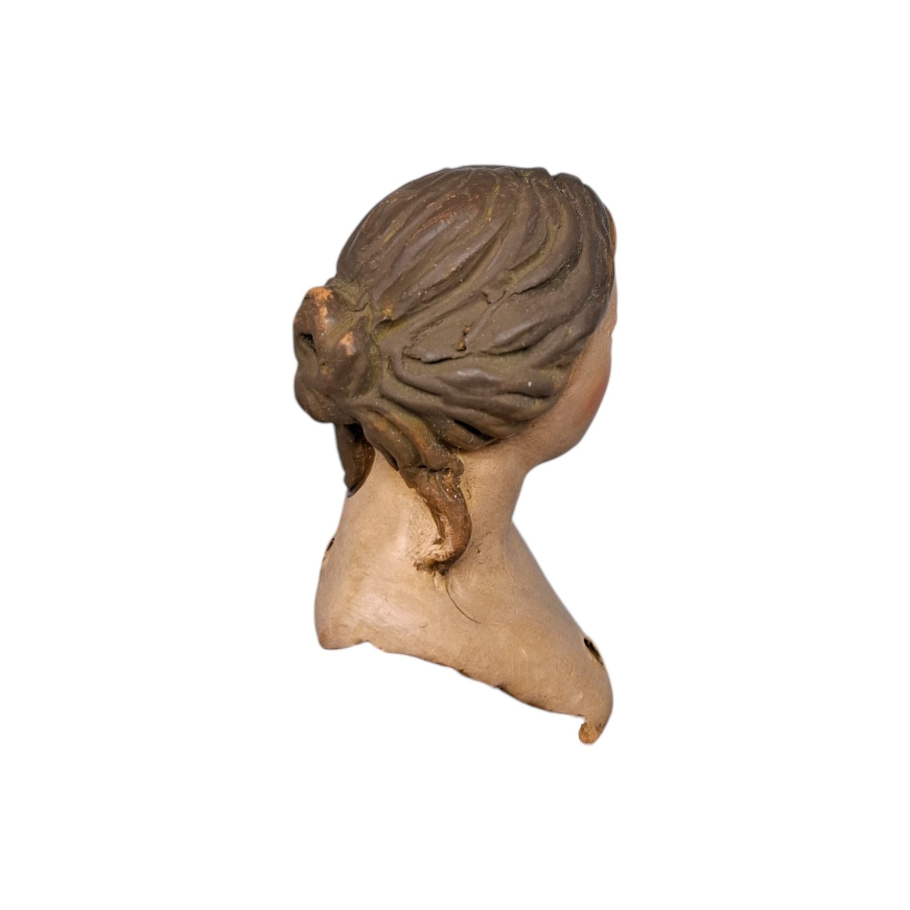 Pastore napoletano testa mani piedi terracotta Madonna 20 cm occhi di vetro