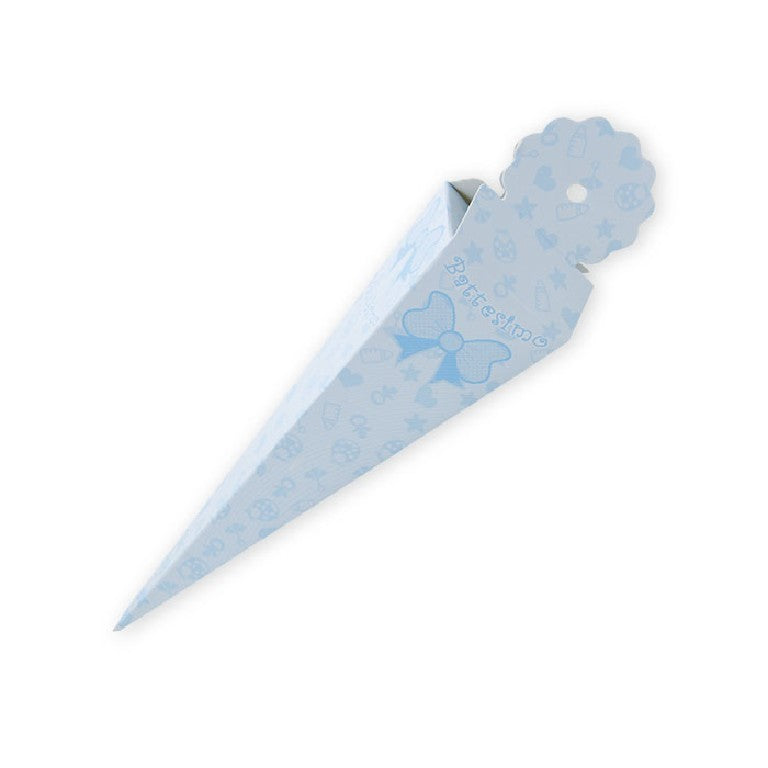 Scatolina portaconfetti cono quadrato Celeste 25 pz