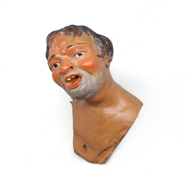Pastore napoletano testa mani piedi terracotta Uomo Sdentato 20 cm occhi di vetro