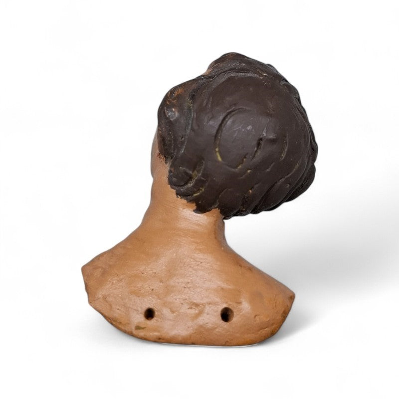 Pastore napoletano testa mani piedi terracotta Uomo Sdentato 20 cm occhi di vetro