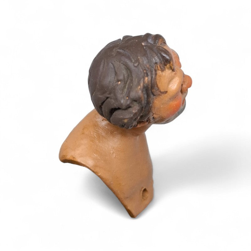 Pastore napoletano testa mani piedi terracotta Uomo Sdentato 20 cm occhi di vetro