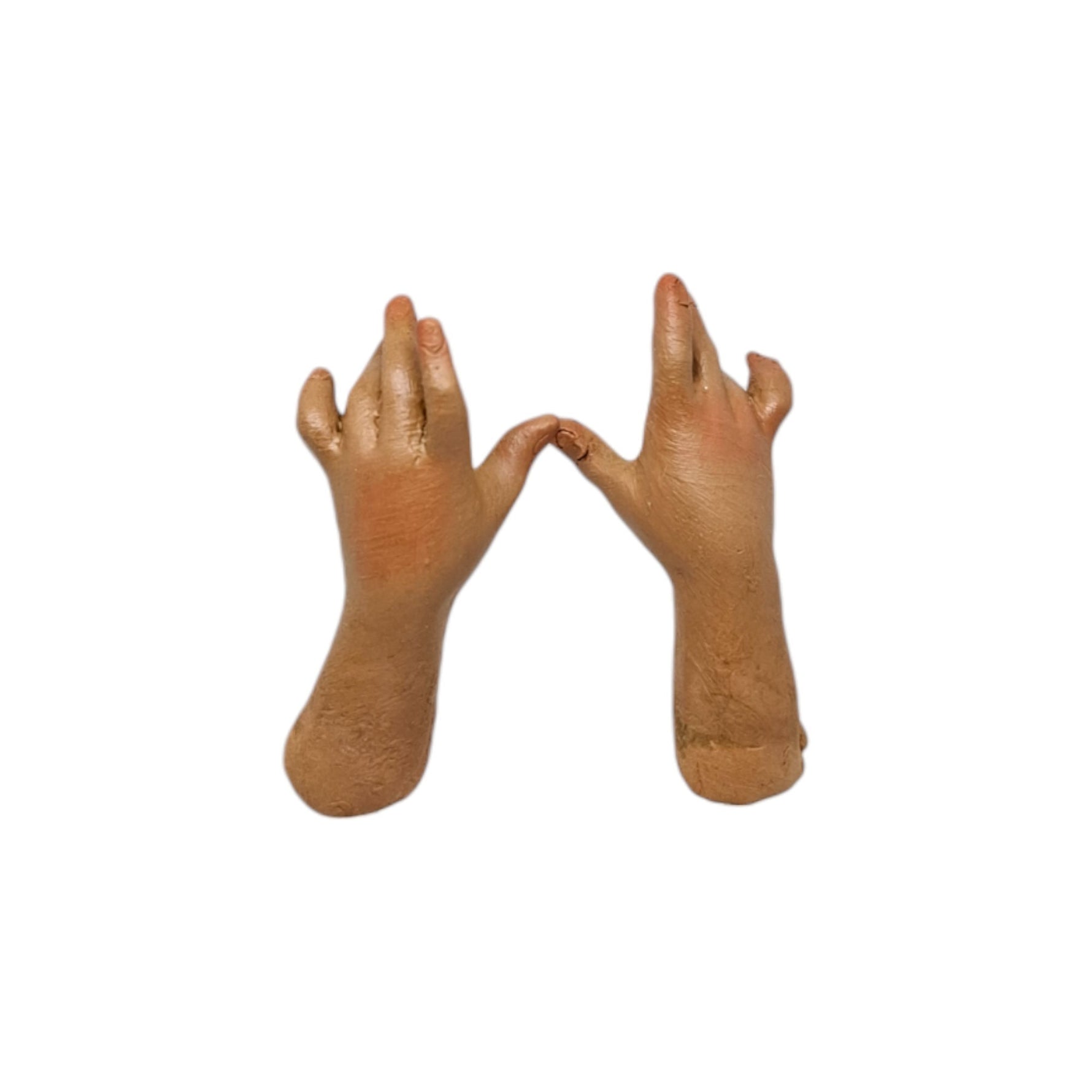 Pastore napoletano testa mani piedi terracotta Uomo Sdentato 20 cm occhi di vetro