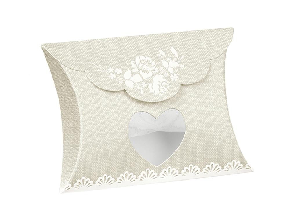 Scatolina busta portaconfetti Bianco decorata 8x8,5x3 cm 10 pz