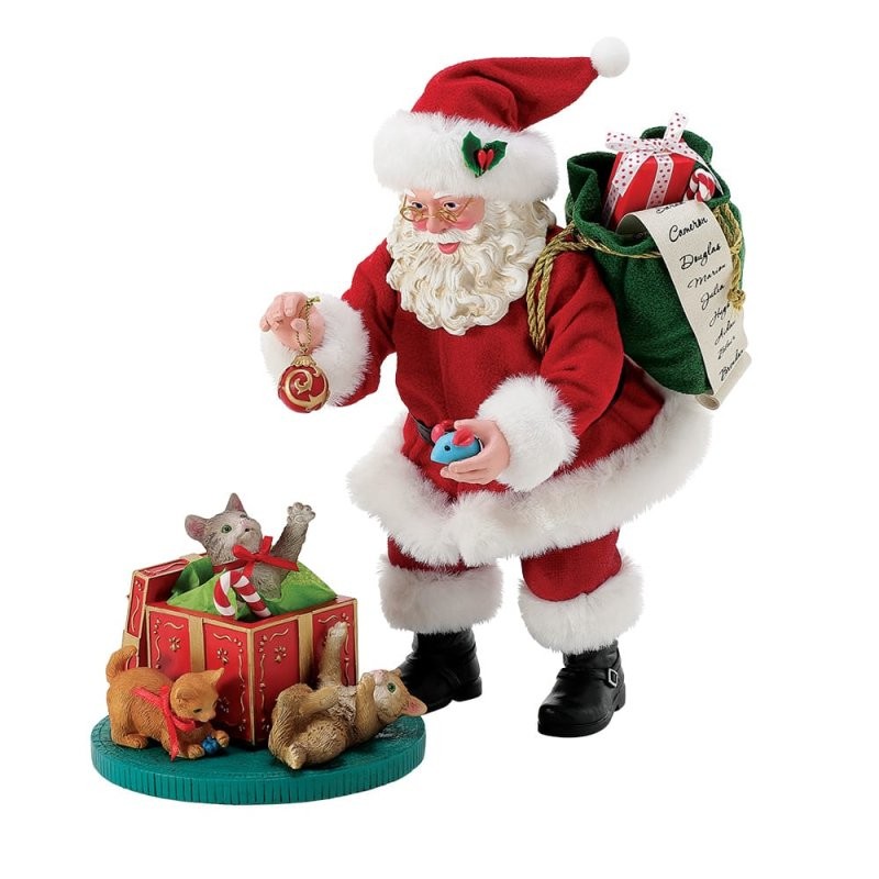 Possible Dreams | Statuetta Babbo Natale  con gattini 27 cm