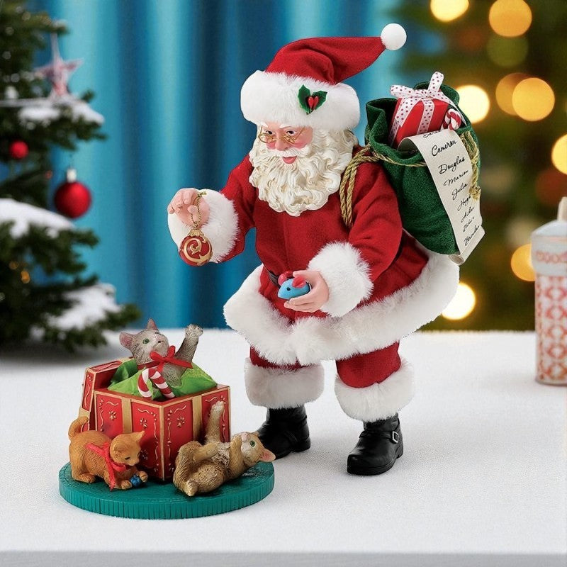 Possible Dreams | Statuetta Babbo Natale  con gattini 27 cm