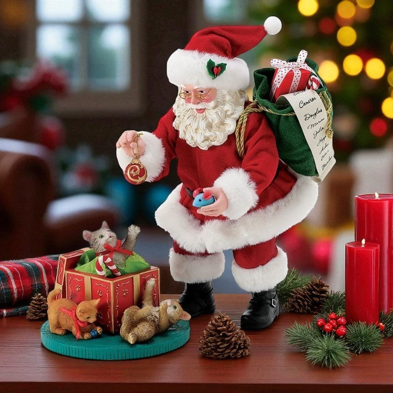 Possible Dreams | Statuetta Babbo Natale  con gattini 27 cm