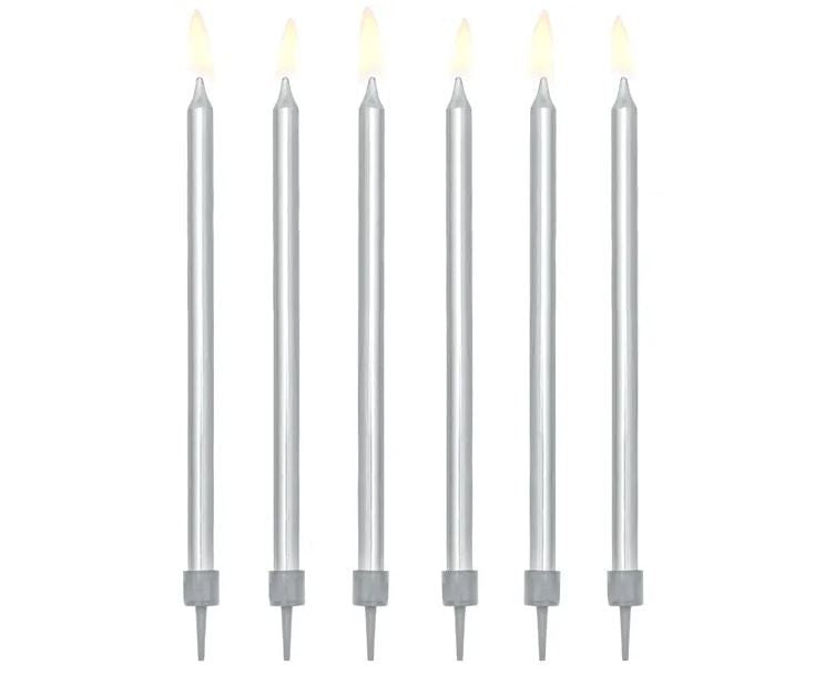 Candele Matite Argento 12pz 12,5cm