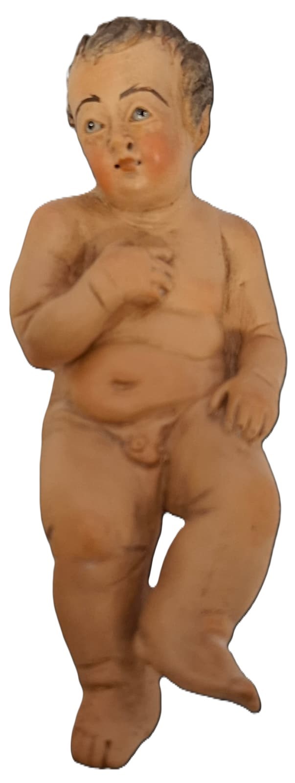 Bambino Gesù per pastore ststuina  da cm 30 mani al petto occhi in vetro