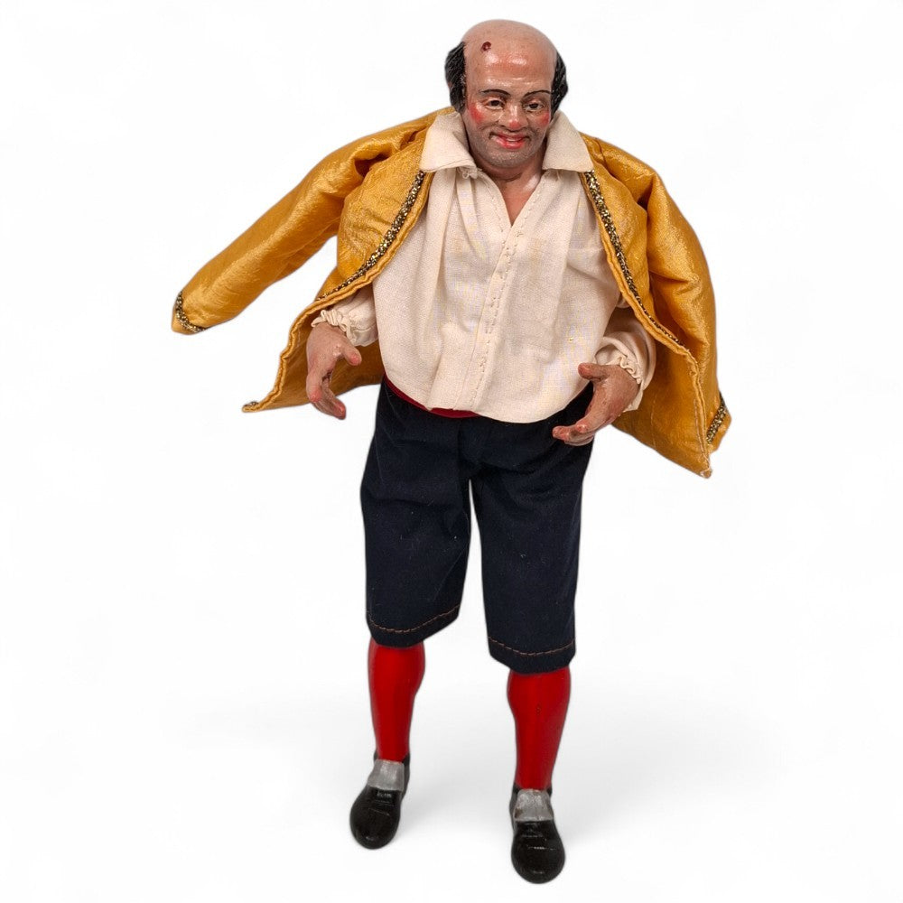 Statuetta presepe napoletano uomo con giacca gialla 25 cm vestito a mano