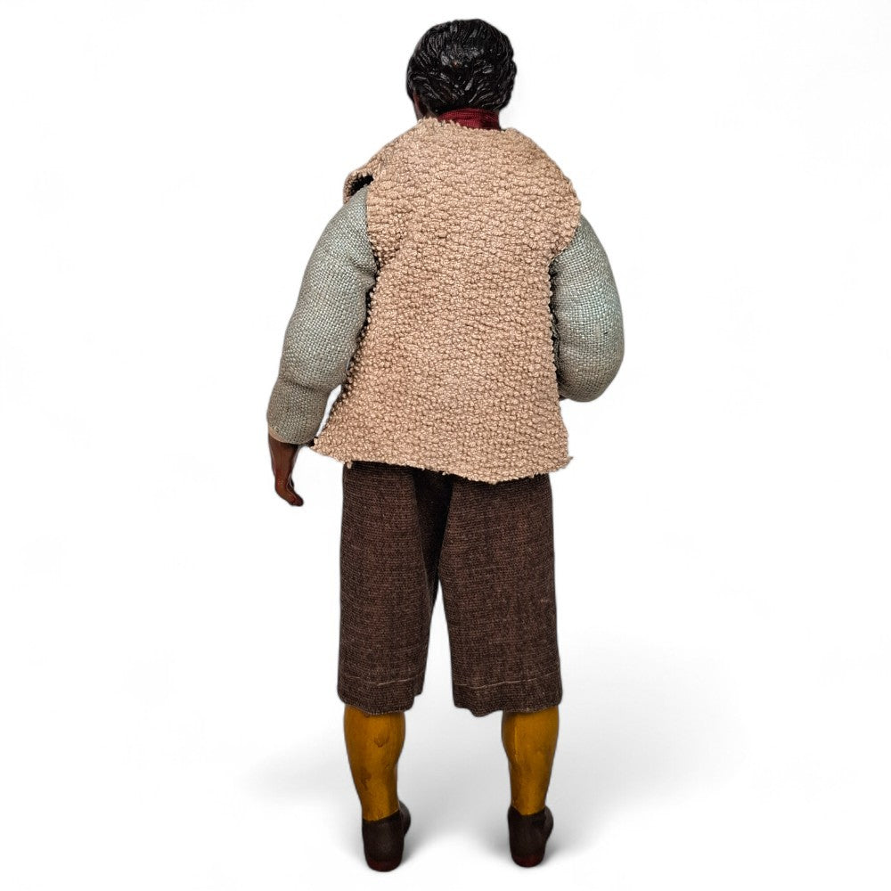 Statuetta presepe napoletano contadino con gilet 25 cm vestito a mano
