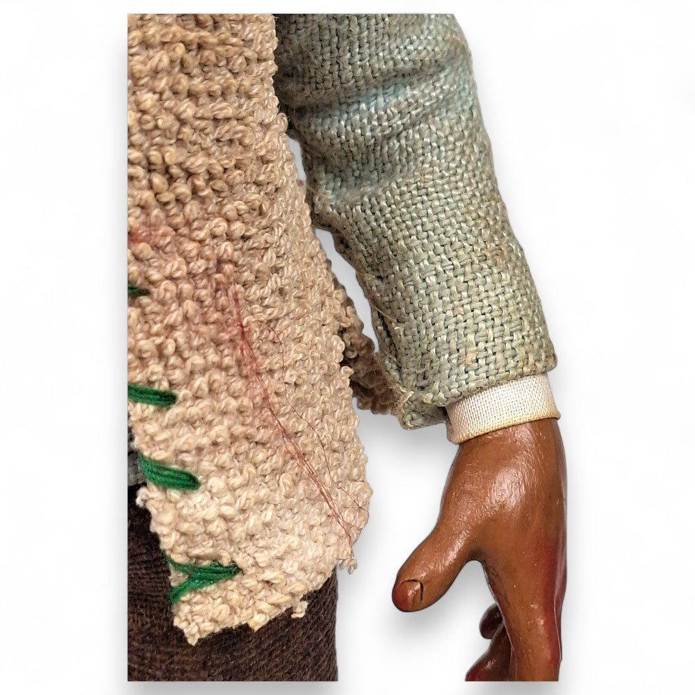 Statuetta presepe napoletano contadino con gilet 25 cm vestito a mano