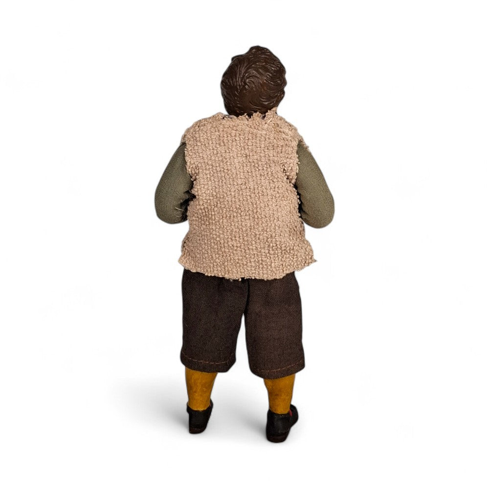 Statuetta presepe napoletano giovane contadino con gilet 19 cm vestito a mano