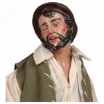 Statuetta presepe napoletano contadino con gilet verde 25 cm vestito a mano