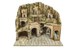 Presepe napoletano artigianale con luce cascata mulino e forno 83x60x70 cm