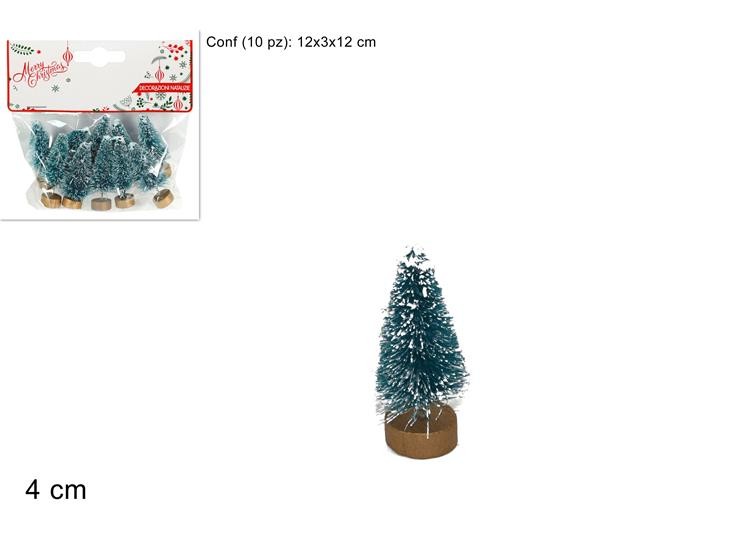 Set 10 alberelli di Natale cm 4 per villaggi Lemax e Diorami
