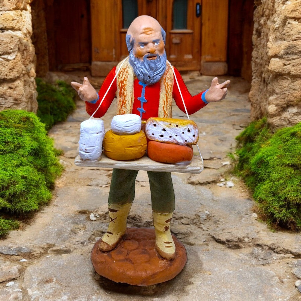 Pastori Statuina Venditore di formaggi cm 12 di terracotta per presepe