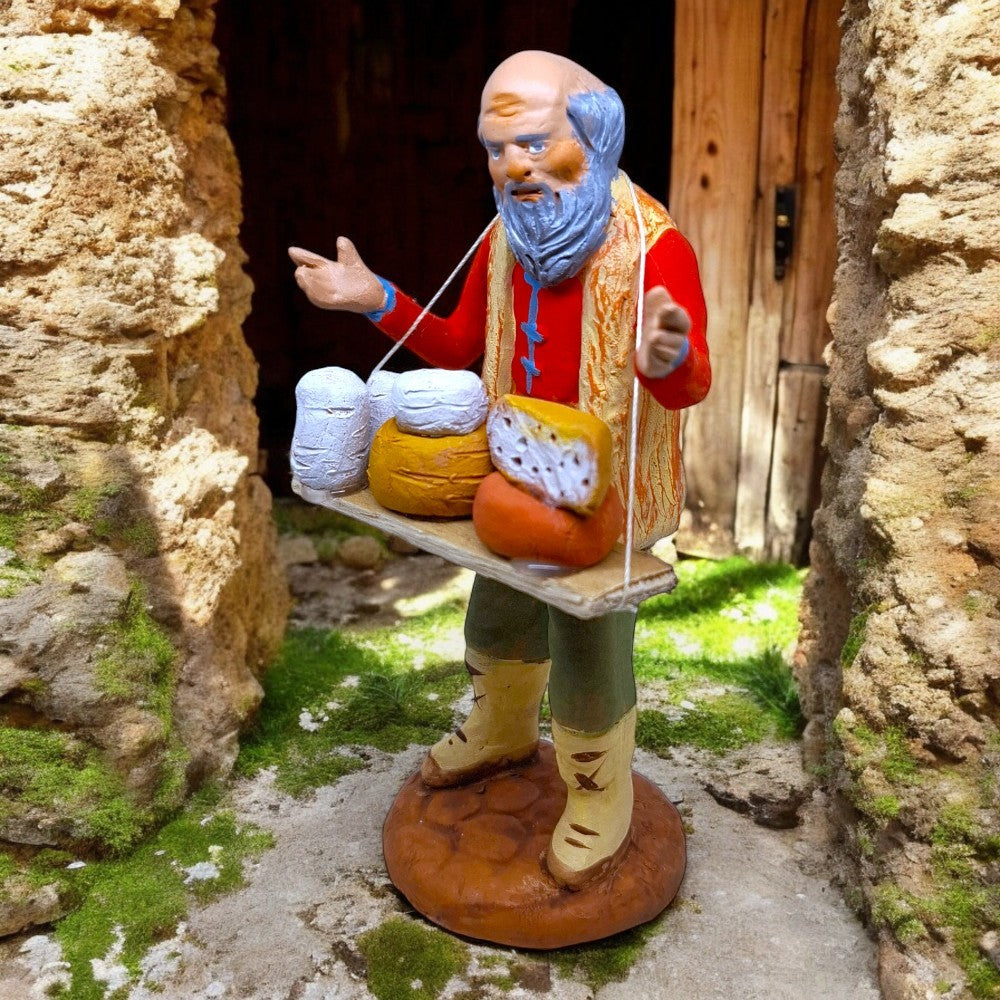 Pastori Statuina Venditore di formaggi cm 12 di terracotta per presepe