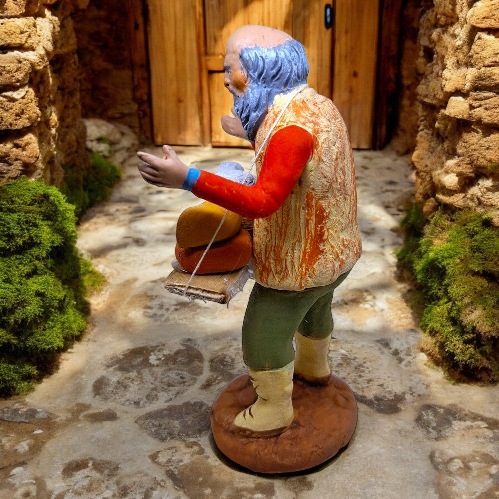 Pastori Statuina Venditore di formaggi cm 12 di terracotta per presepe