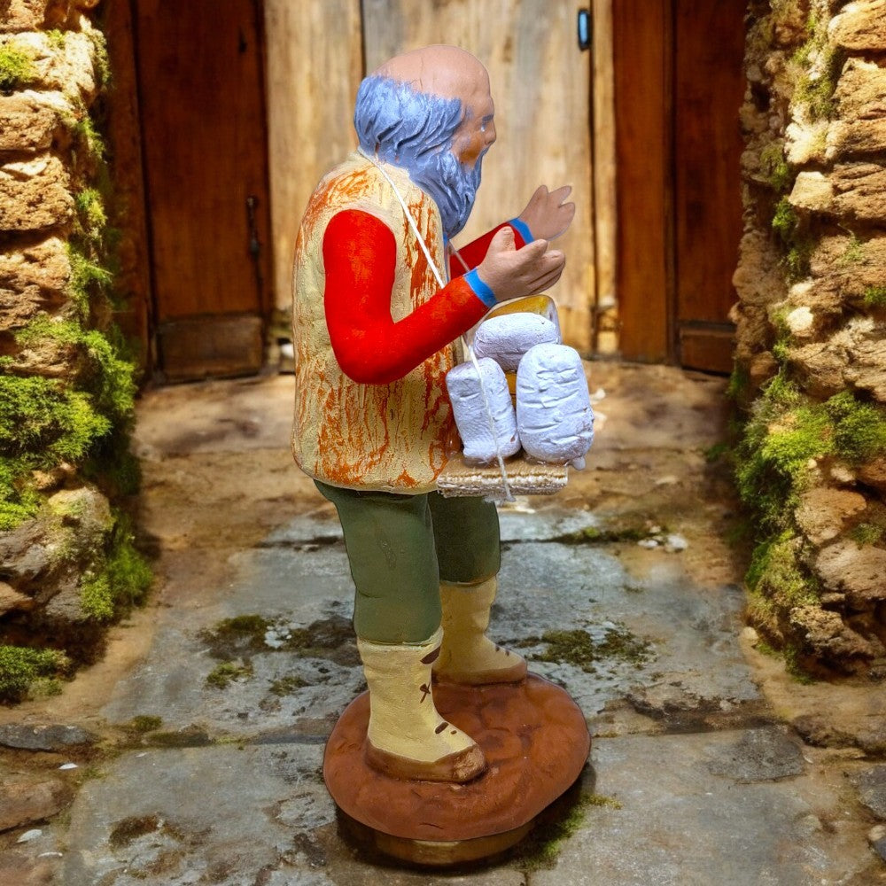 Pastori Statuina Venditore di formaggi cm 12 di terracotta per presepe