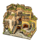 Presepe Borgo napoletano stile 700 con luci 30x40x37 cm
