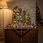 Presepe Napoletano artigianale con luci mulino a vento e cascata 60x57x47 cm