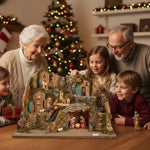 Presepe napoletano artigianale con ruscello 45x30x29 cm