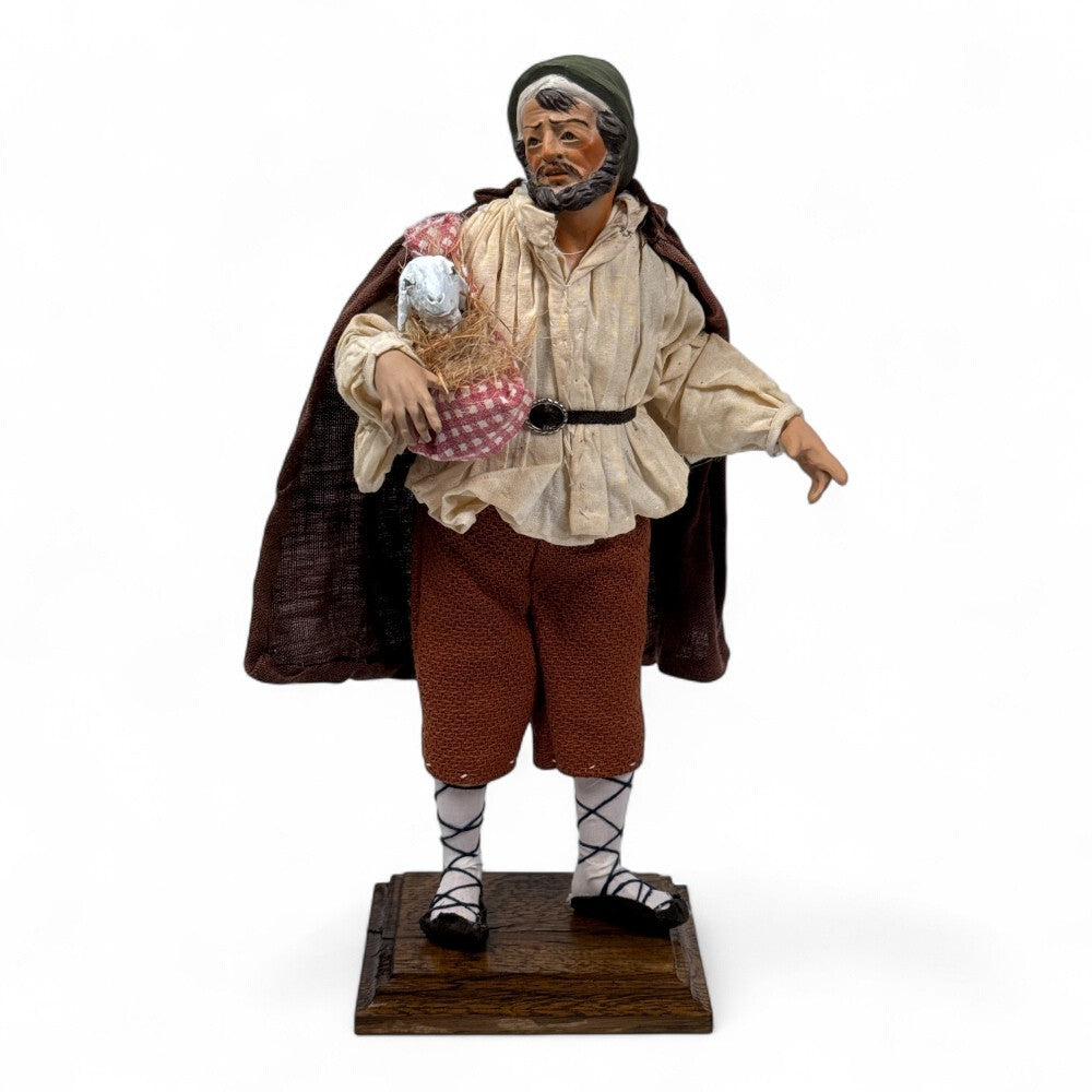 Pastore con agnellino 25cm per presepe Napoletano