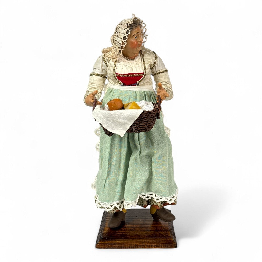 Pastore popolana con cesto 35cm per presepe Napoletano