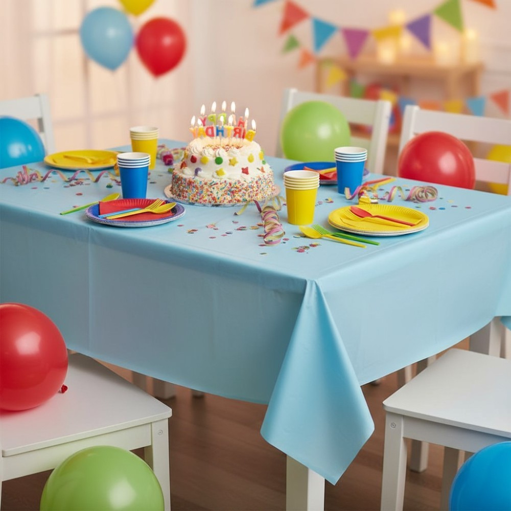 Tovaglia in plastica cm137x274 celeste