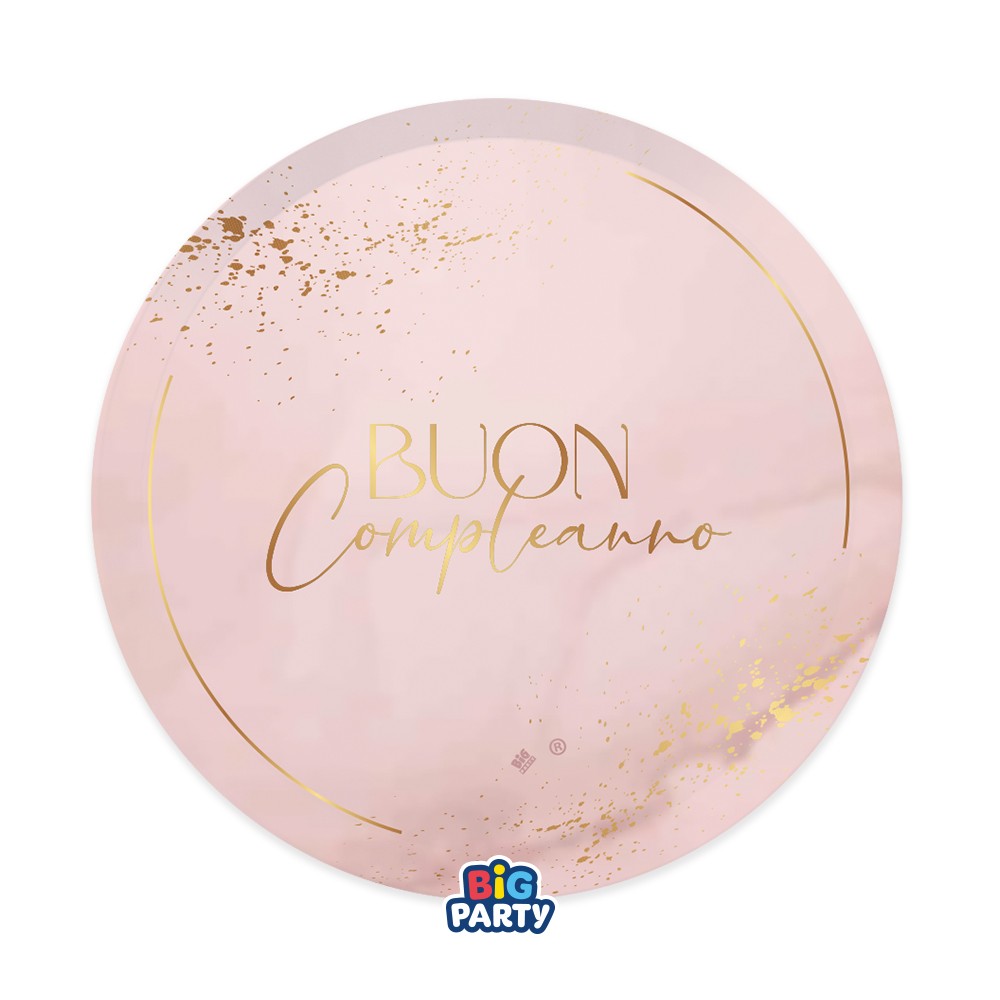 Piatti di carta 24 cm Buon compleanno Blush Rosa 6pz