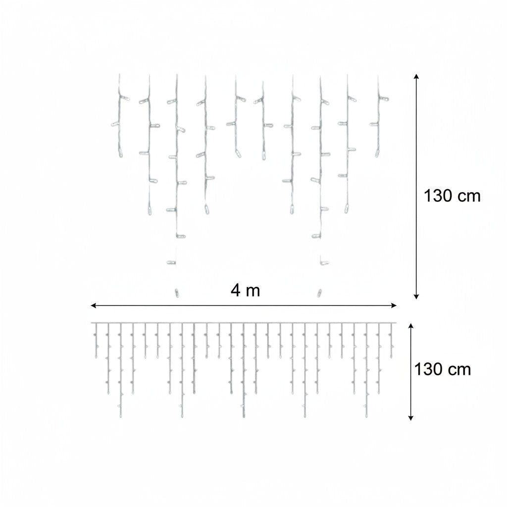 Tenda luminosa Ice Light 4 x 1.3 m 304 LED bianco caldo – ART XM0062