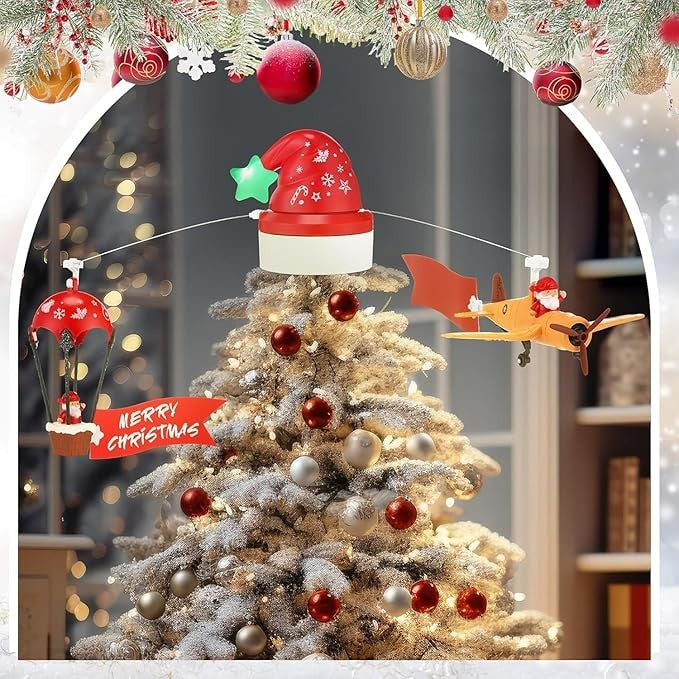 Puntale Albero con Aeroplano e Mongolfiera in Movimento | Due Esse Christmas