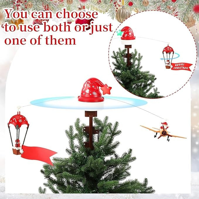 Puntale Albero con Aeroplano e Mongolfiera in Movimento | Due Esse Christmas