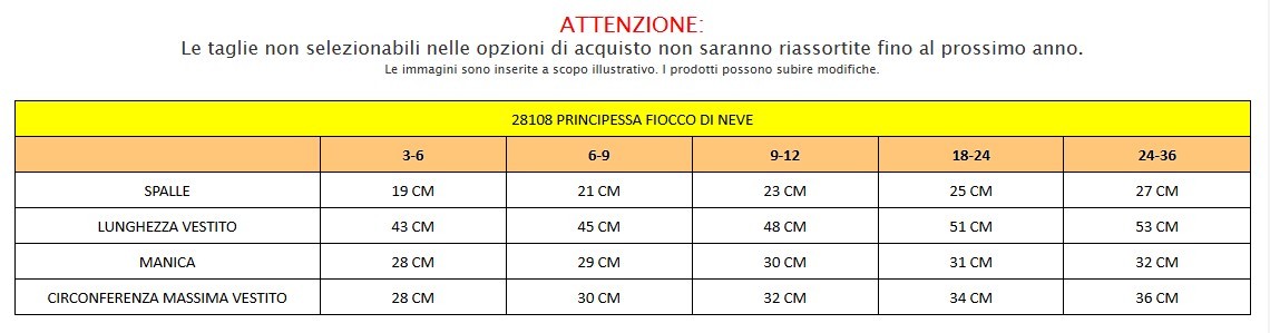 Costume di Carnevale Principessa Fiocco di Neve bambina 3-24 mesi