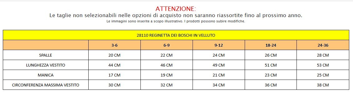 Costume di Carnevale Reginetta dei Boschi in velluto bambina 3-24 mesi