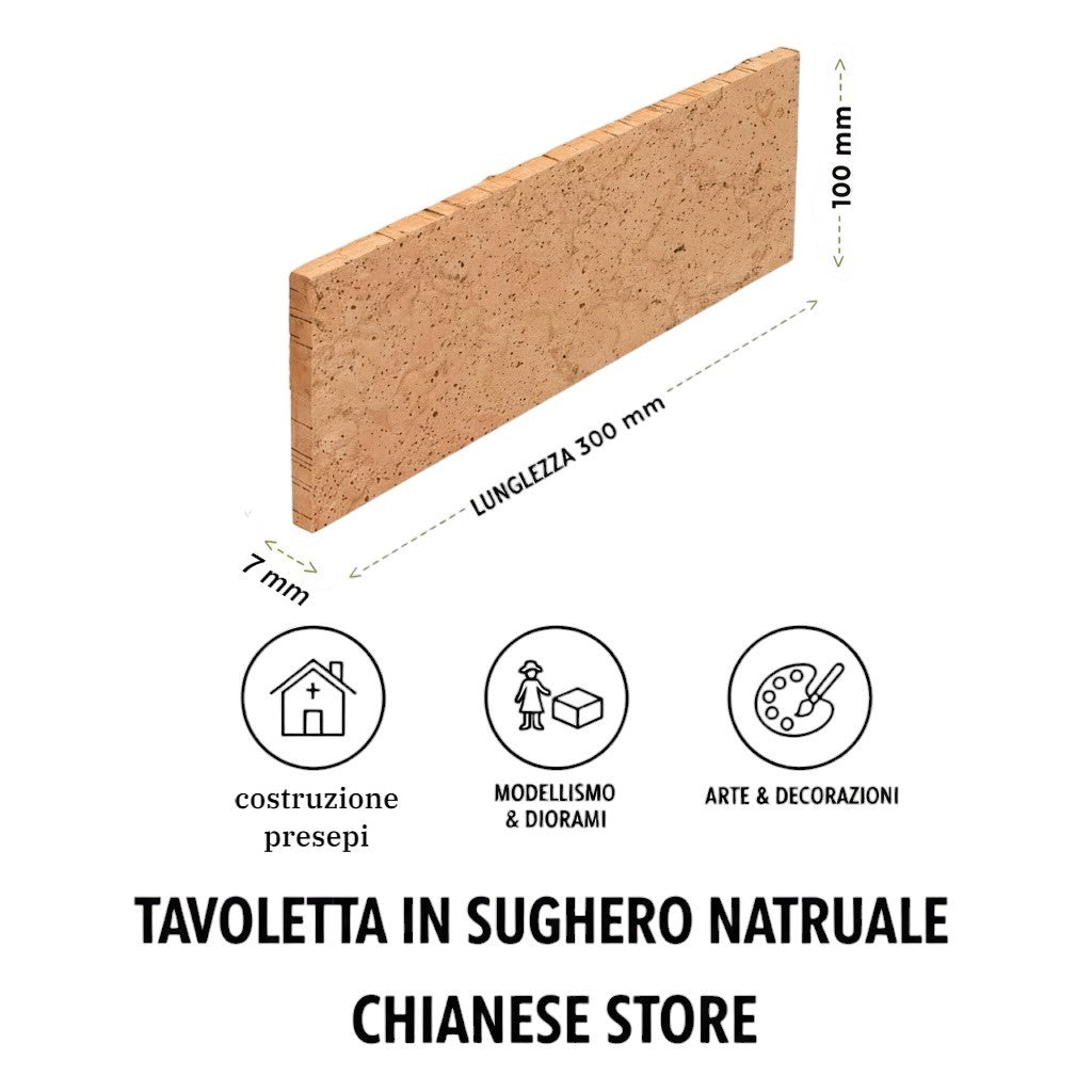 Tavolette di sughero naturale per presepe 27x10x0,7 cm