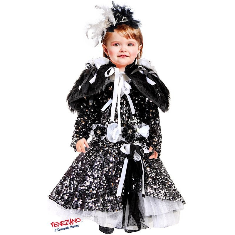 Costume di carnevale bimba Lady crudelia neonata 1-3